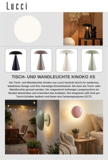 Kinoko XS Akku LED Tisch- und Wandleuchte hochglanz jadegrün