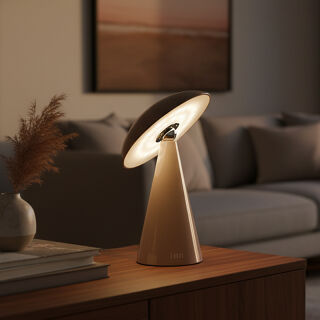 Kinoko XS Akku LED Tisch- und Wandleuchte hochglanz hellbraun