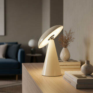 Kinoko XS Akku LED Tisch- und Wandeuchte hochglanz creme