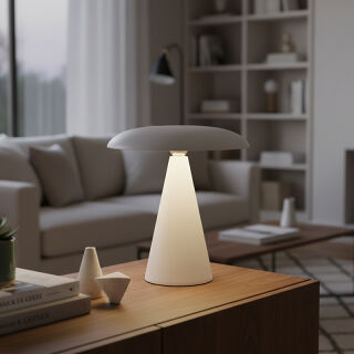 Kinoko II Akku LED Tisch- und Wandeuchte matt weiß