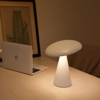 Kinoko II Akku LED Tisch- und Wandleuchte matt weiß