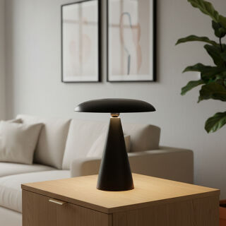 Kinoko II Akku LED Tisch- und Wandeuchte matt schwarz