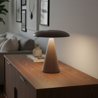 Kinoko II Akku LED Tisch- und Wandeuchte matt hellbraun