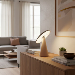 Kinoko II Akku LED Tisch- und Wandleuchte matt hellbraun