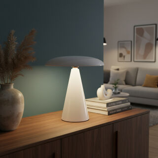 Kinoko II Akku LED Tisch- und Wandleuchte hochglanz weiß