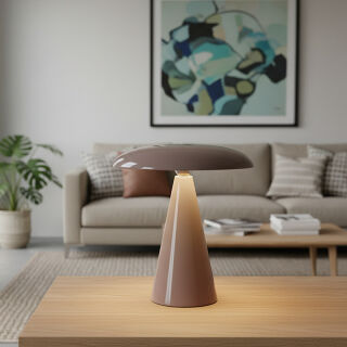 Kinoko II Akku LED Tisch- und Wandleuchte hochglanz hellbraun