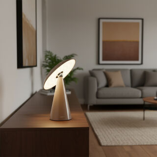 Kinoko II Akku LED Tisch- und Wandleuchte hochglanz hellbraun