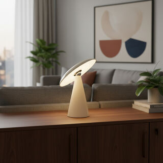 Kinoko II Akku LED Tisch- und Wandleuchte hochglanz creme