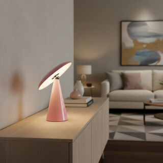 Kinoko II Akku LED Tisch- und Wandleuchte hochglanz pink