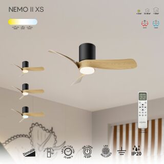 Mantra Nemo II XS Deckenventilator LED schwarz-holz