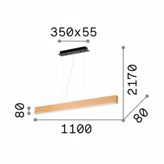 Ideal Lux Pendelleuchte Craft SP Natur-Holz