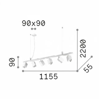 Ideal Lux Pendelleuchte Dynamite SP6 square schwarz