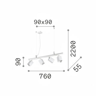 Ideal Lux Pendelleuchte Dynamite SP4 square weiß