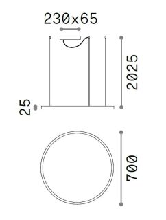 Ideal Lux Pendelleuchte Oracle Slim SP D70 round schwarz 3000K Dali/Push