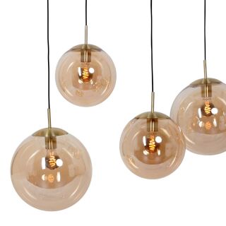 Steinhauer Bollique Pendelleuchte Amberglas messing 6 flammig