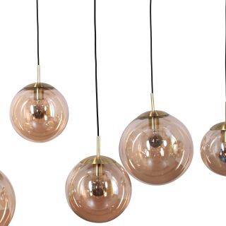 Steinhauer Bollique Pendelleuchte Amberglas messing 6 flammig