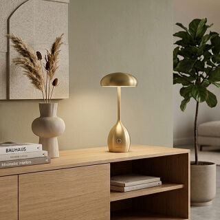 Villeroy & Boch Akku Tischleuchte TRIEST gold gebürstet