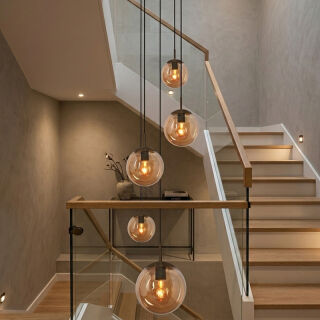 Steinhauer Bollique Pendelleuchte Amberglas Kakao 5 flammig