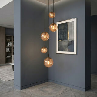 Steinhauer Bollique Pendelleuchte Amberglas Kakao 5 flammig