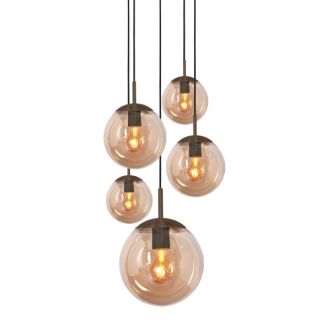 Steinhauer Bollique Pendelleuchte Amberglas Kakao 5 flammig