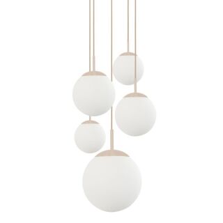 Steinhauer Bollique Pendelleuchte weiß-creme 5 flammig