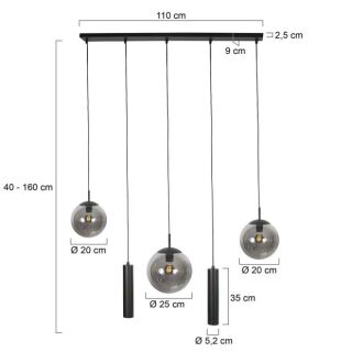 Steinhauer Bollique Pendelleuchte Rauchglas 5 flammig