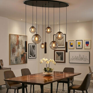 Steinhauer Bollique Pendelleuchte Rauchglas 9 flammig