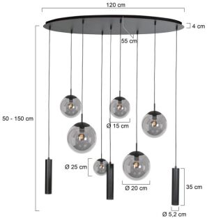 Steinhauer Bollique Pendelleuchte Rauchglas 9 flammig