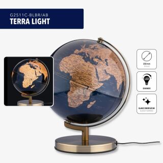 TERRA LIGHT Leuchtglobus bronze/dunkelblau