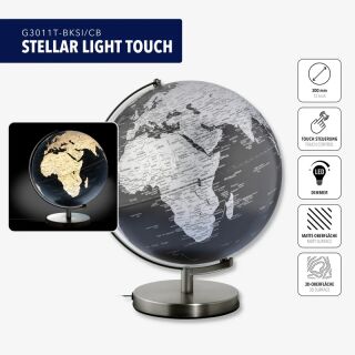 STELLAR LIGHT TOUCH Leuchtglobus schwarz/silber
