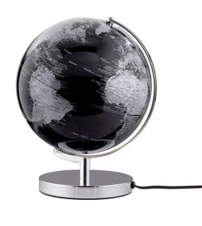 TERRA LIGHT Leuchtglobus schwarz/silber