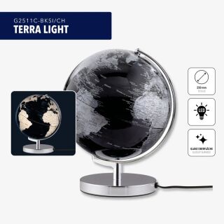 TERRA LIGHT Leuchtglobus schwarz/silber