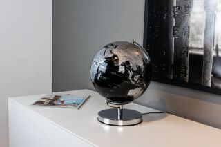 TERRA LIGHT Leuchtglobus schwarz/silber