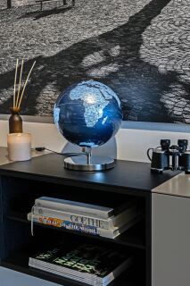 TERRA LIGHT Leuchtglobus blau/silber