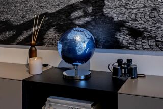 TERRA LIGHT Leuchtglobus blau/silber
