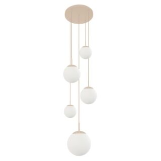 Steinhauer Bollique Pendelleuchte weiß-creme 5 flammig