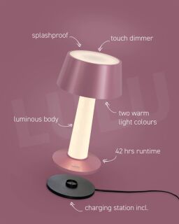 Sompex Lulu Akku Tischleuchte pink-metallic