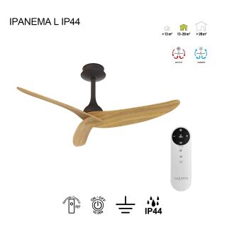 Mantra Ipanema L IP44 Deckenventilator schwarz/holz