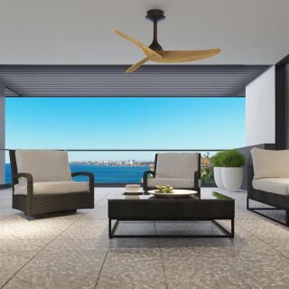 Mantra Ipanema L IP44 Deckenventilator schwarz/holz