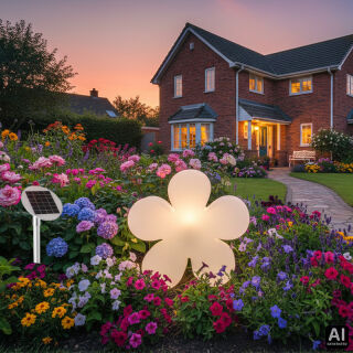 8 Seasons Design Motivleuchte Shining Flower Solar 40 cm weiß