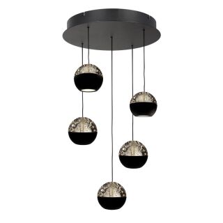 Steinhauer Belluno Pendelleuchte schwarz 5 flammig rund