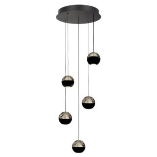 Steinhauer Belluno Pendelleuchte schwarz 5 flammig rund