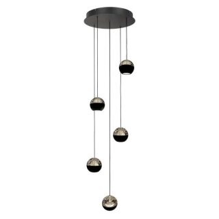 Steinhauer Belluno Pendelleuchte schwarz 5 flammig rund