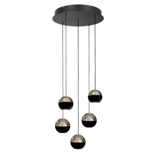 Steinhauer Belluno Pendelleuchte schwarz 5 flammig rund