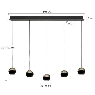 Steinhauer Belluno Pendelleuchte schwarz 5 flammig