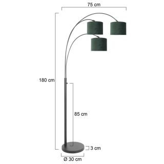 Steinhauer Bogenleuchte Sparkled Light 3-flammig schwarz verschiedene Variationen gold (Velours)