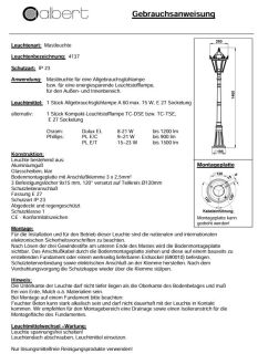 Albert Wegeleuchte schwarz-silber Typ 4137