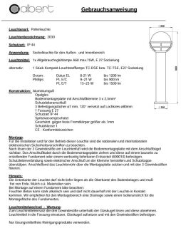 Albert Pollerleuchte weiß Typ 2030