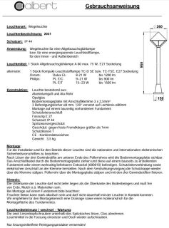 Albert Wegeleuchte in weiß Typ 2031
