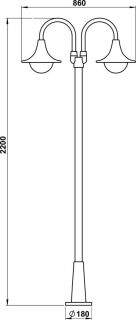 Albert 2-flammige Mastleuchte weiß Typ 2047